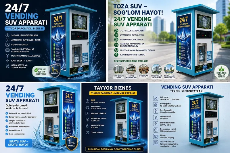Vending Suv Aparati – 24/7 Avtomatik Toza Ichimlik Suvi Savdosi — фото 4