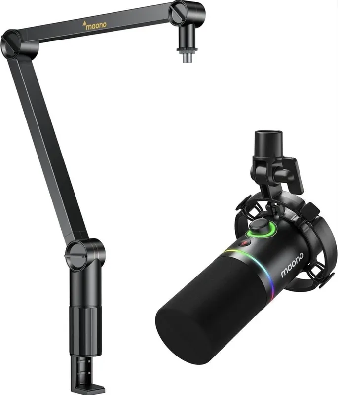 Микрофон MAONO PD200XS Black в комплекте: микрофон + стойка (boom arm)
