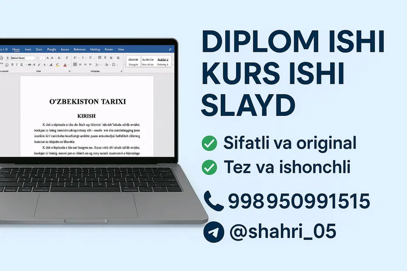 Kurs ishi,diplom ishi yozish,slayd tayyorlayman