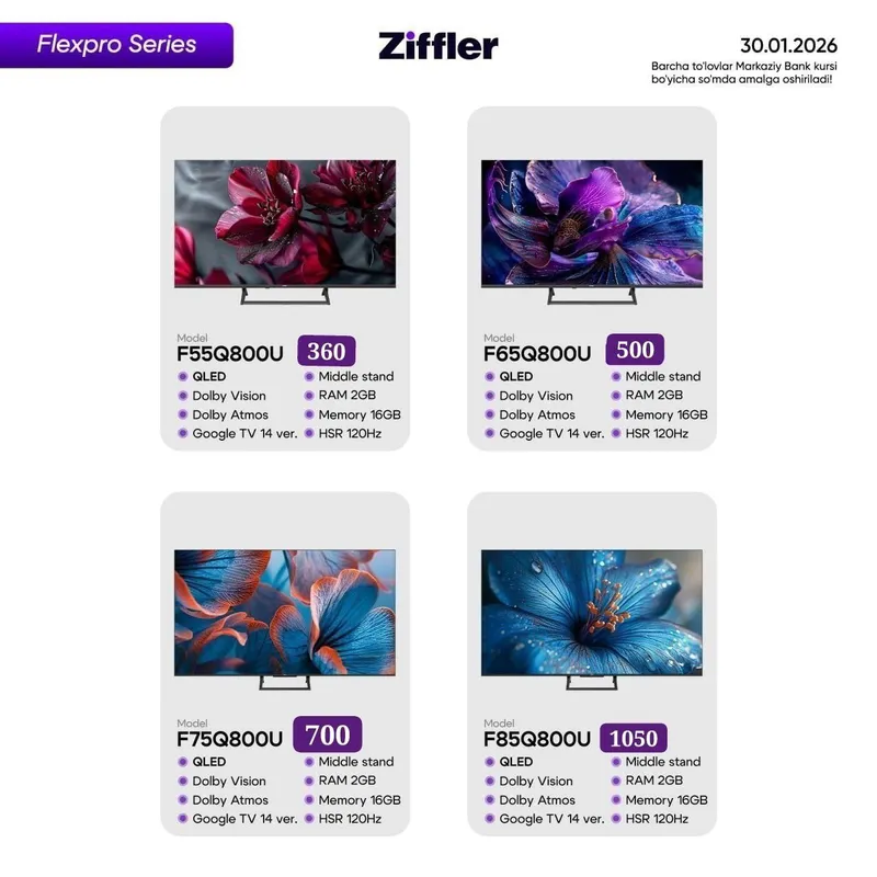 Телевизоры ZIFFLER QLED 120HZ