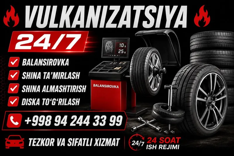 Vulkanizatsiya 24/7 vizof Toshkent boylab