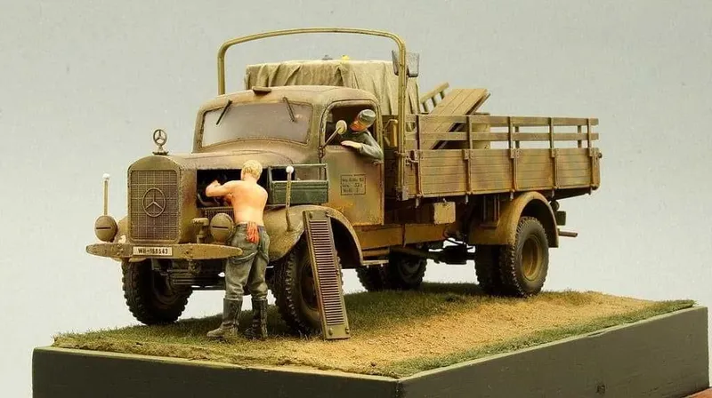 Сборная модель германского грузовика Mersedes-Benz L4500. масштаб 1:35 — фото 1