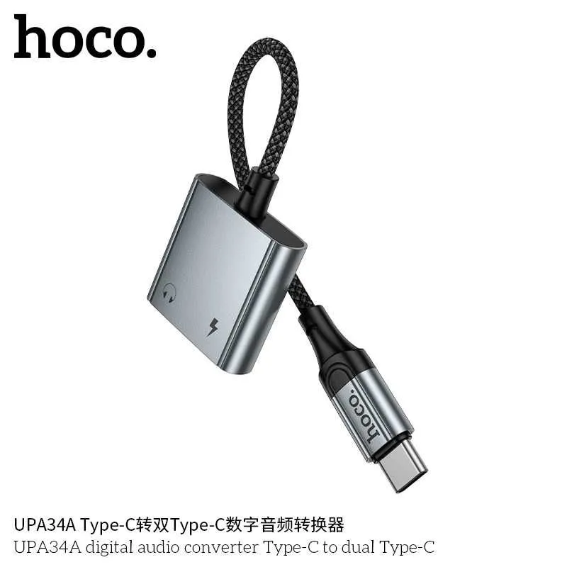 Hoco UPA34A Type-C 2×Type-C цифровой аудио конвертер с под микрофона — фото 4