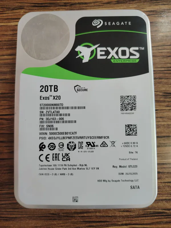 HDD 20 Tb yangi ishlatilmgan tekshirilgan