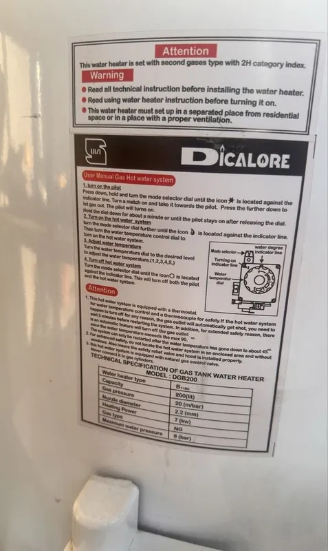 DiCalore 200 литров — газовый бойлер 1 DiCalore 200 литров — газовый бойлер 1