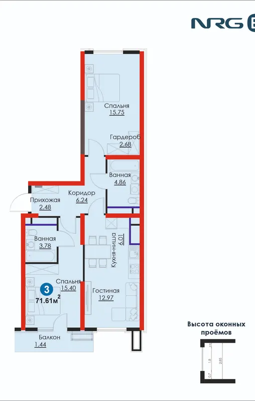 Первый взнос 20% от 222 701 372 сум | 3 комн. квартира | в Яшнабадском районе | АКЦИЯ — фото 1