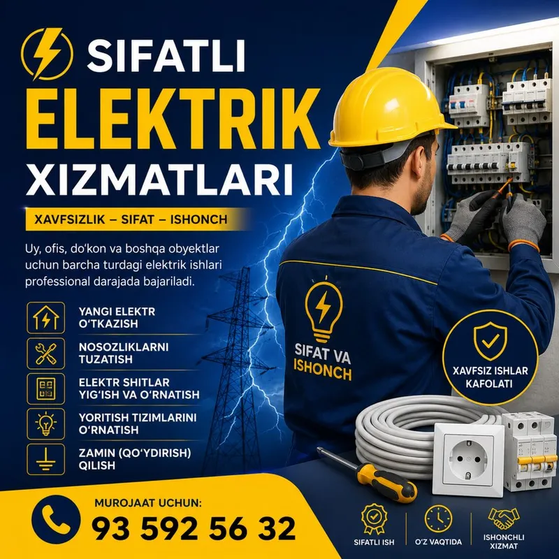 Elektrik xizmatlari sifatli tezkor ishonchli 3 Elektrik xizmatlari sifatli tezkor ishonchli 3