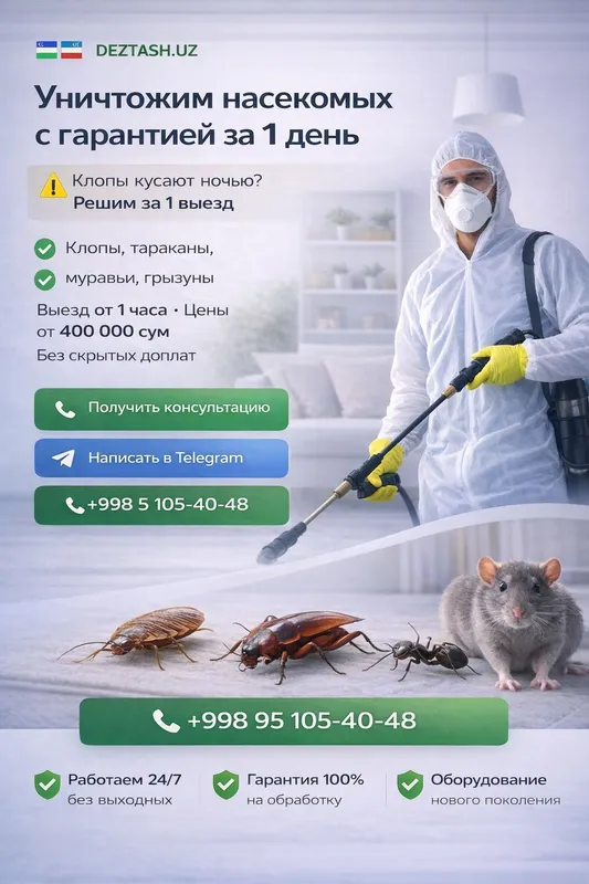 Уничтожение клопов и тараканов Ташкент
