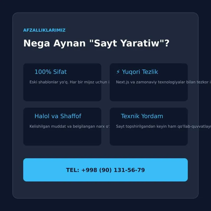 Sayt yaratish xizmati | Biznes uchun zamonaviy vebsaytlar 6