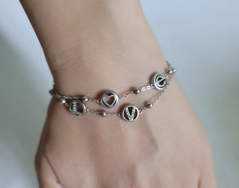Серебряный браслет LOVE, 925 проба