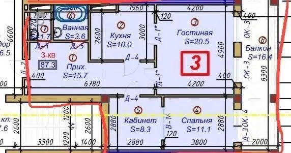 Yangi qurilishdagi keng 3 xonali kvartira sotiladi (White BOX), 85 m² 4