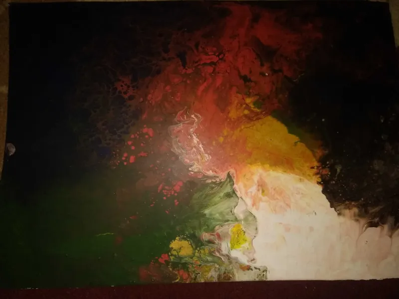 Fanerga ishlangan fluoda art uslubidagi rasm