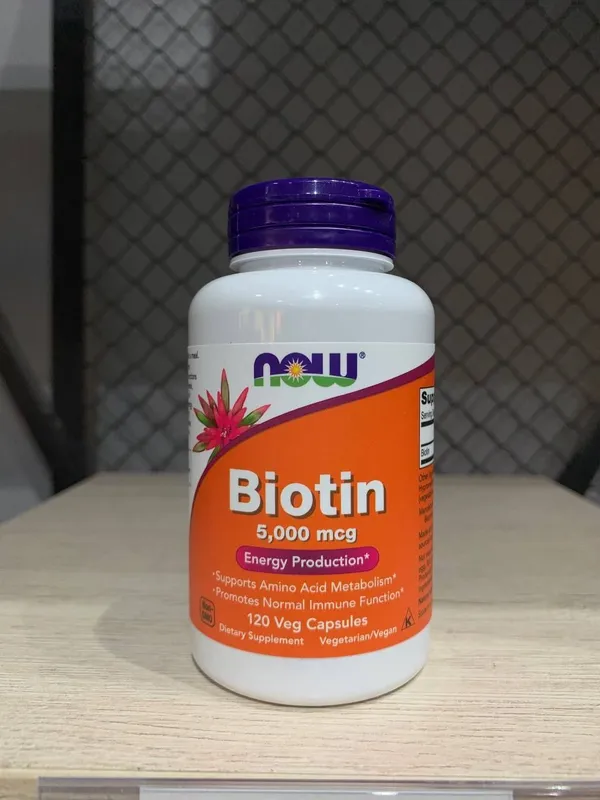 NOW Biotin 5 mg | 120 Veg Caps | Биотин для волос, кожи и ногтей
