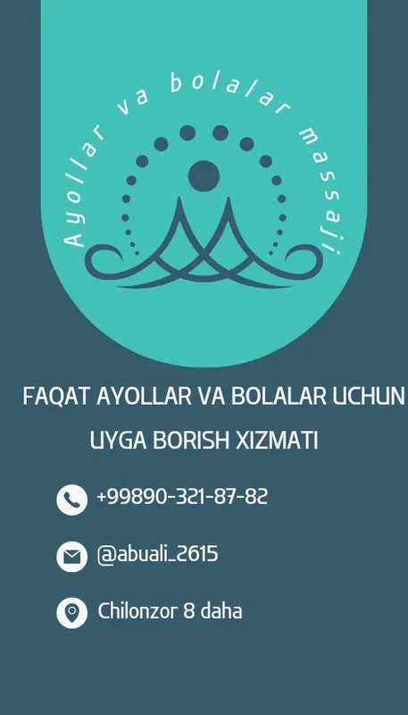 ayollar va bolalar massaji hijoma muolajasi