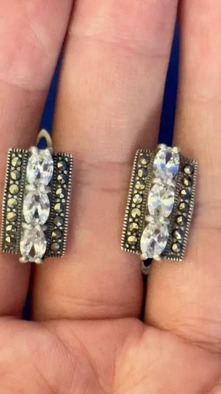 серьги серебро 925 проба с горным хрусталем ссср