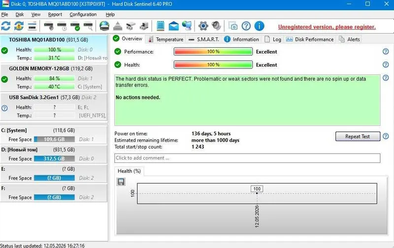 HDD 2 TB Toshiba ideal 100% — фото 1