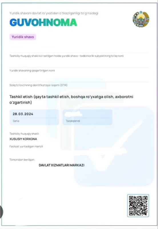 Фирма мчж сотилади хужжатлари тулик