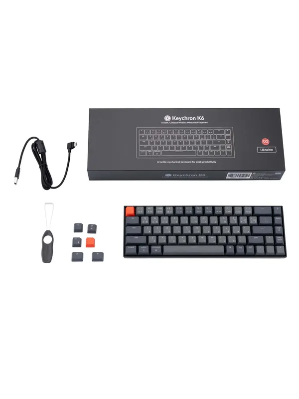 Беспроводная механическая клавиатура Keychron K6 68 Key, Gateron G Pro Blue Aluminum Frame Hot-Swap, RGB, K6W2 — фото 7