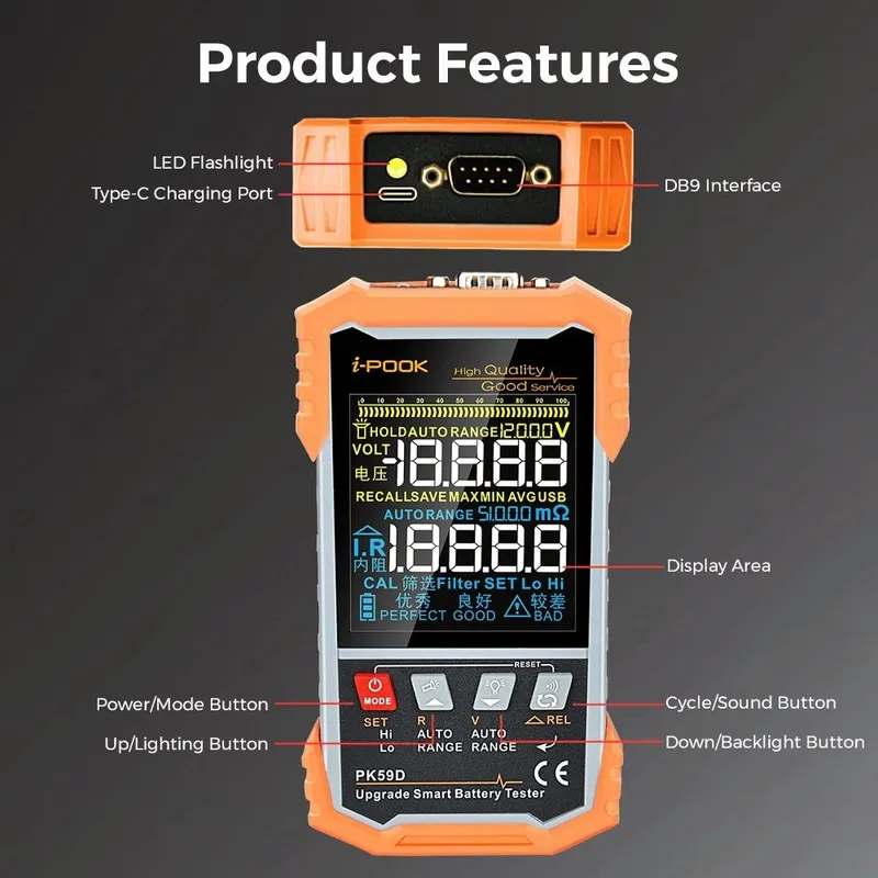 i-POOK PK59D Smart Battery Tester – Тестер аккумуляторов 8 i-POOK PK59D Smart Battery Tester – Тестер аккумуляторов 8