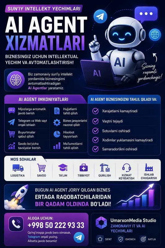 AI Agent Yaratish | Sun'iy Intellekt Yechimlari