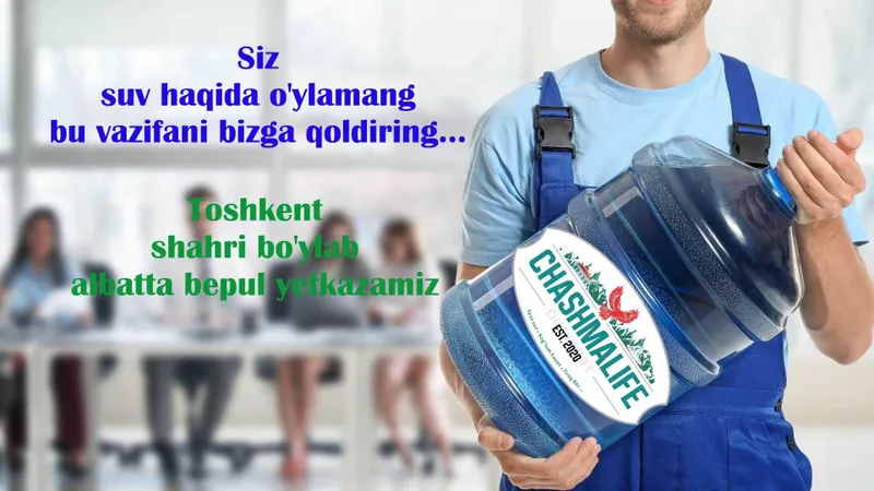 Chashmalife kuler suvlarini Toshkent bo'ylab bepul yetkazamiz Chashmalife kuler suvlarini Toshkent bo'ylab bepul yetkazamiz