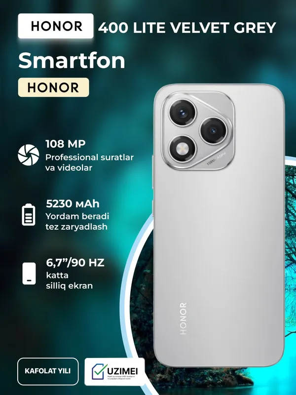 Смартфон Honor 400 Lite, 8/256 Gb, 5230 mAh, 6,7", Velvet Grey — фото 5