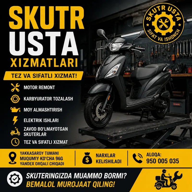 SKUTR USTA XIZMATLARI Har qanday skuterlarn SKUTR USTA XIZMATLARI Har qanday skuterlarn