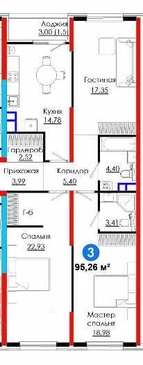 3х комн. квартира NRG-BI квартал "Астана" Новый Ташкент - СТАРТ [GS] 3
