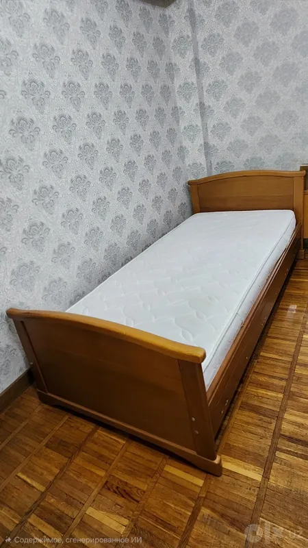 Кровать односпальная, деревянная (не мдф) с матрасом 1 Кровать односпальная, деревянная (не мдф) с матрасом 1