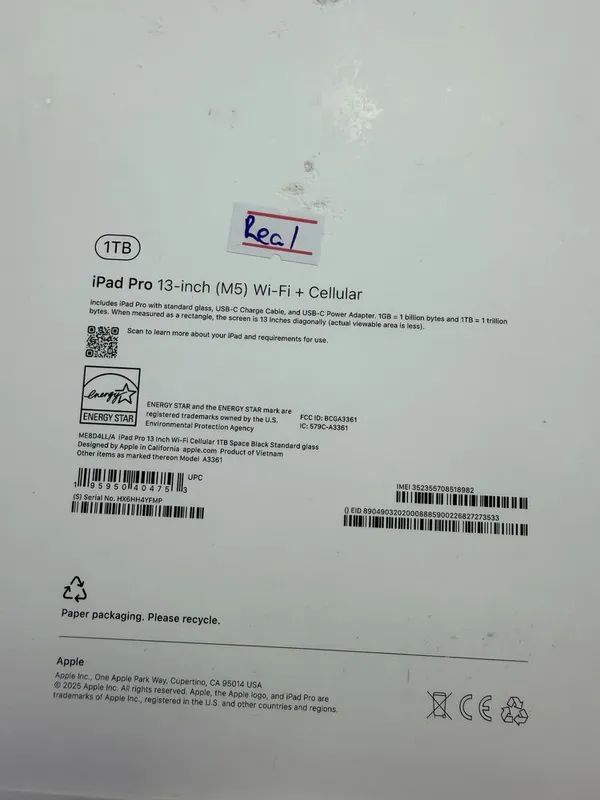 Ipad pro 13 M5 1TB wifi+5G