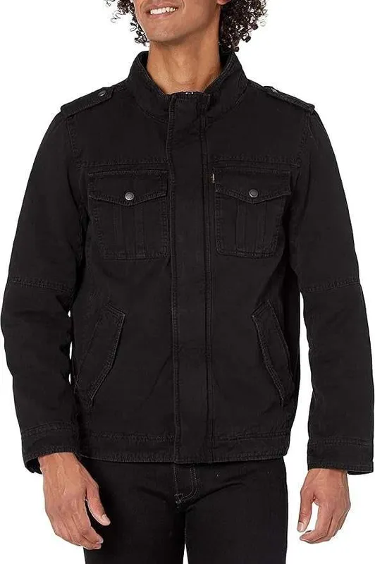 Levi's Men's Washed Cotton Hooded Military Jacket — фото 3