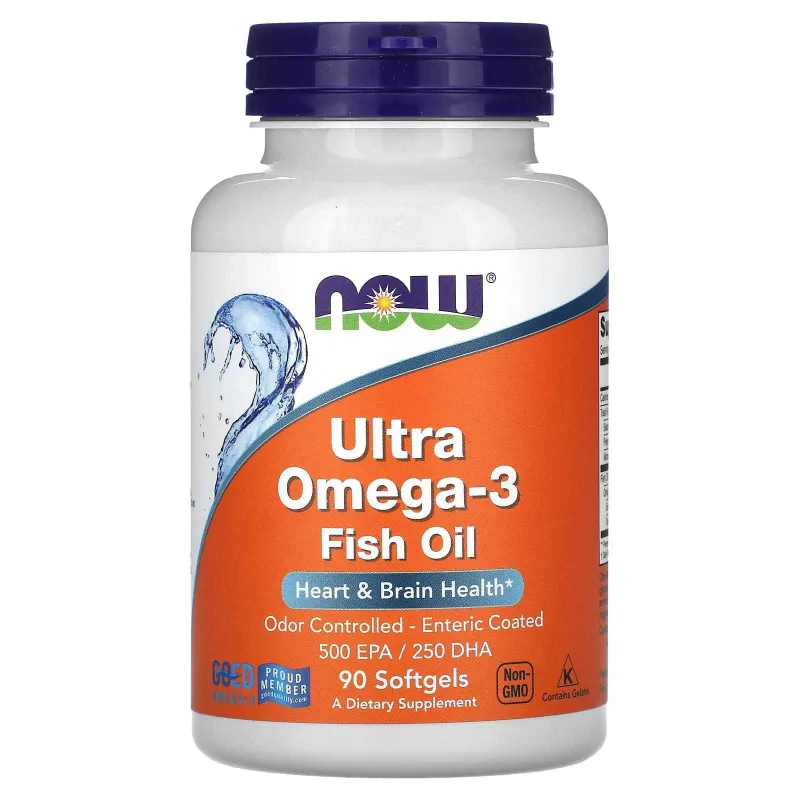 Ультра Омега-3, Рыбий жир, NOW Foods, 90 капсул