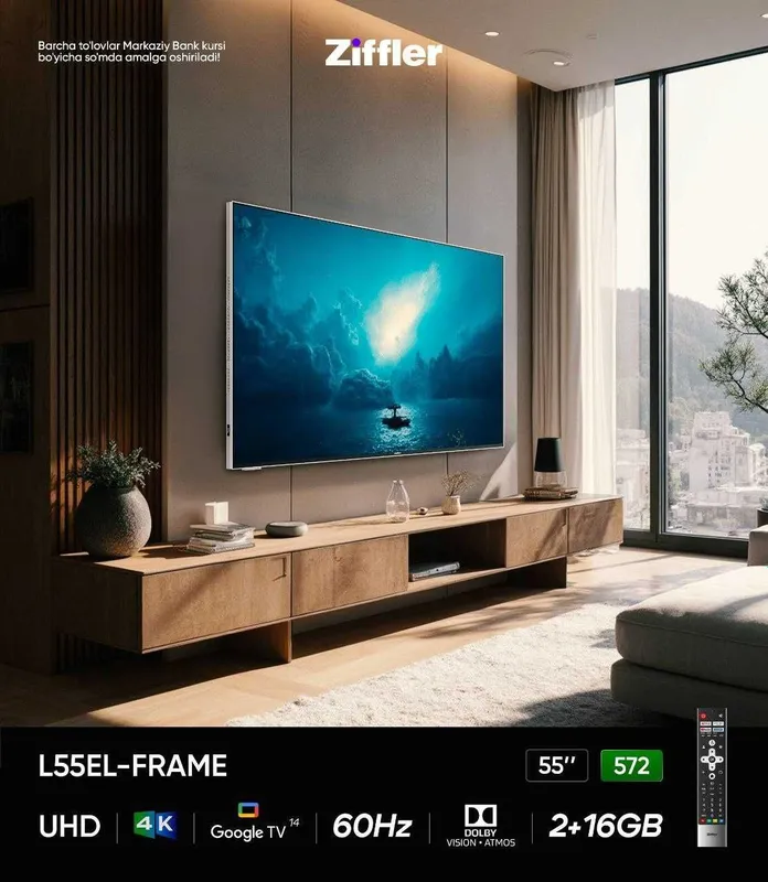 Телевизор ZIFFLER 55 FRAME 65 Qled 144Hz, Google TV