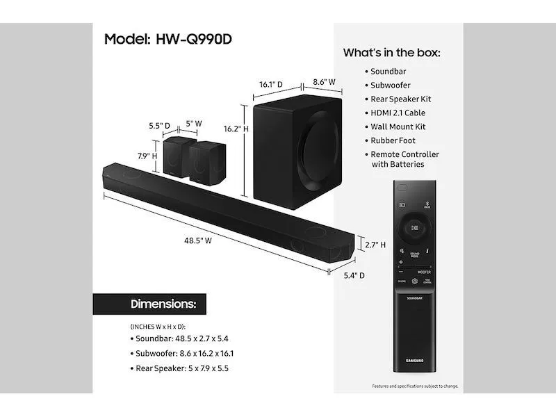 SAMSUNG - Q990F 11.1.4-канальный Dolby Atmos DTS