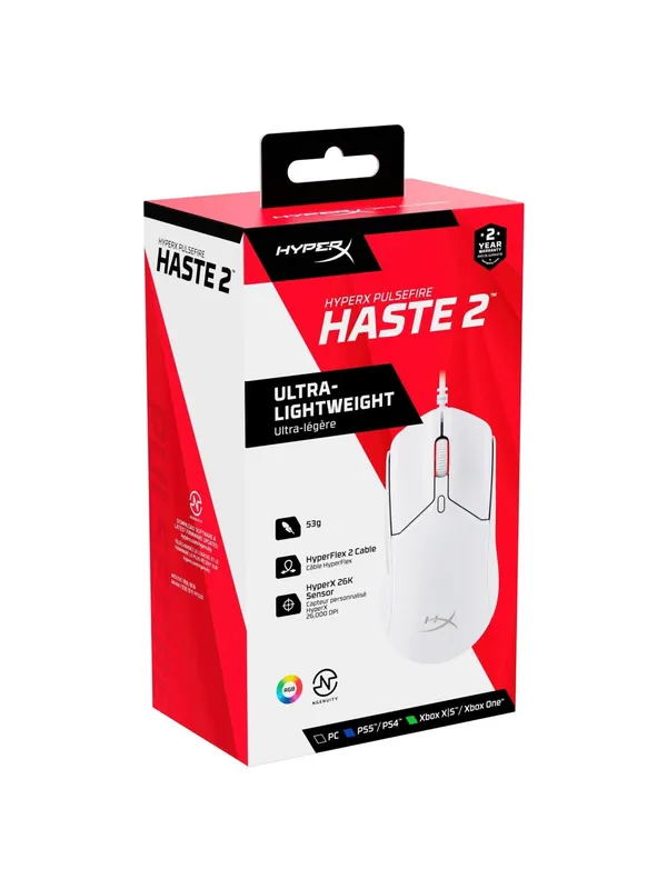 Игровая проводная мышь HyperX Pulsefire Haste 2, RGB-подсветкой, 26000 DPI — фото 7