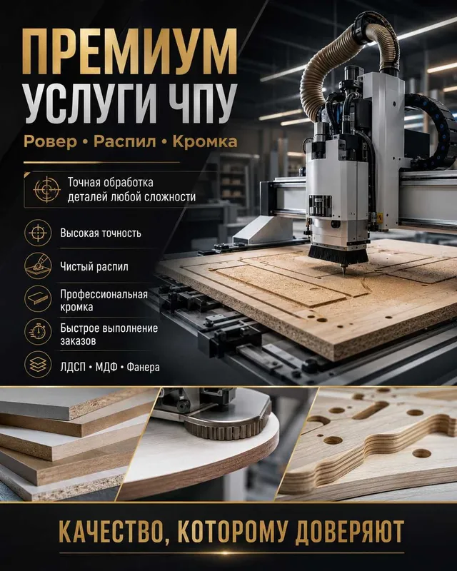 Услуги ЧПУ, ровер, распил ЛДСП и поклейка кромки