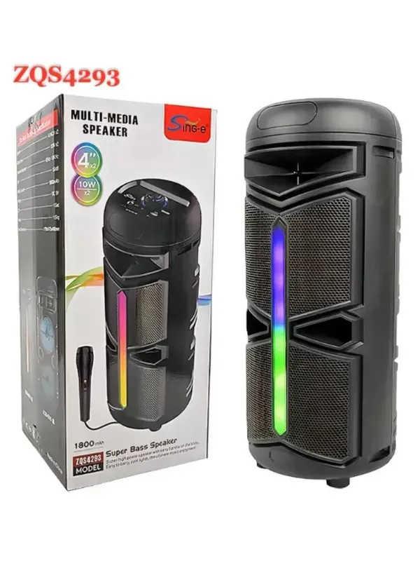 Колонка ZQS4293 Bluetooth — 16Вт, 1800мАч, LED подсветка