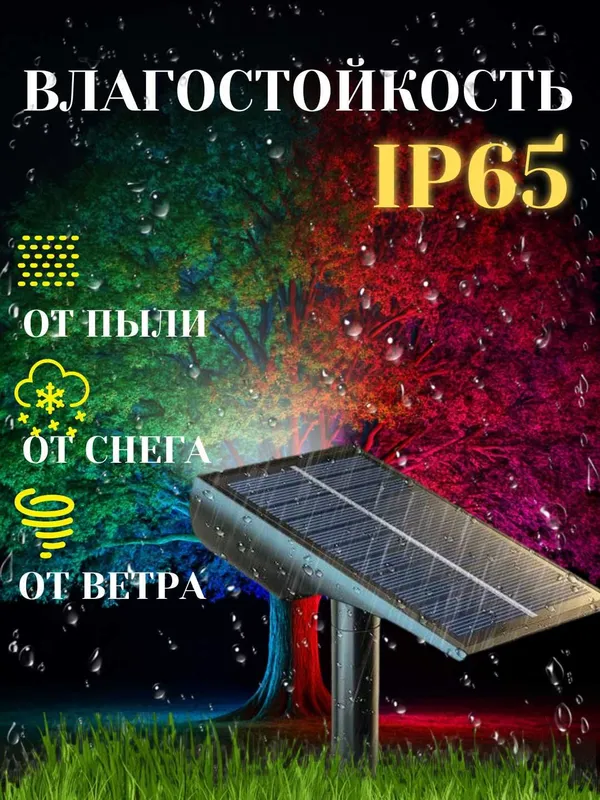 Фонарь-прожектор RGB на солнечной батарее, пульт ДУ, 7 цветов — фото 2 Фонарь-прожектор RGB на солнечной батарее, пульт ДУ, 7 цветов — фото 2