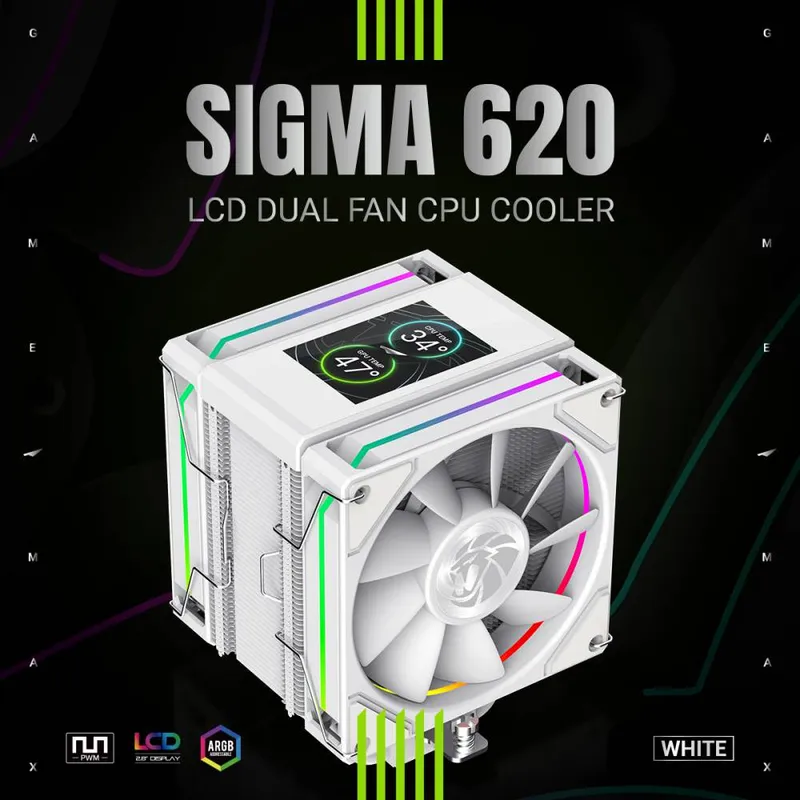 GameMax SIGMA 620 LCD WH — кулер для процессора 1 GameMax SIGMA 620 LCD WH — кулер для процессора 1