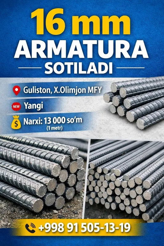 Armatura 16 mm li Guliston zavod