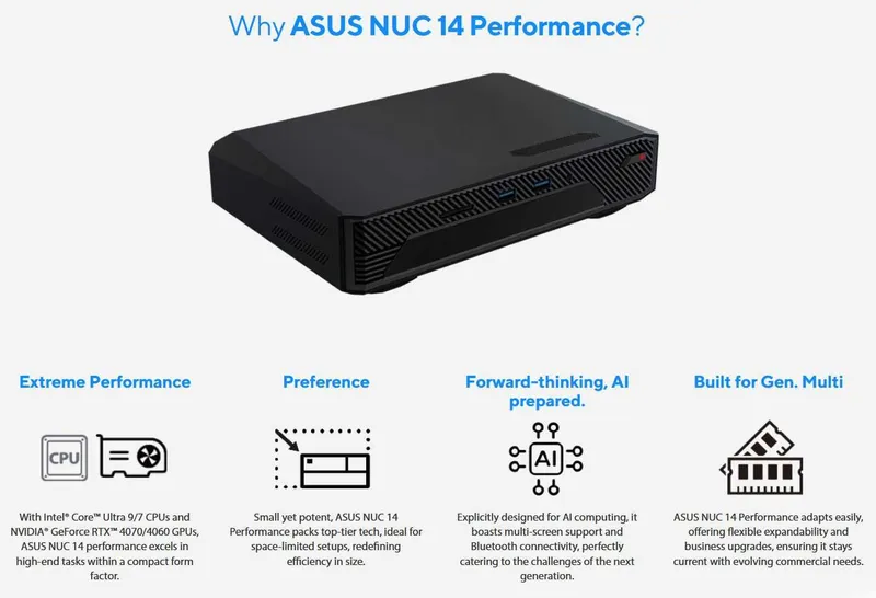 Mini Pc Asus Nuc Pro 14 Perfomance Core Ultra 9 185H 32GB/1Tb RTX4070 — фото 1