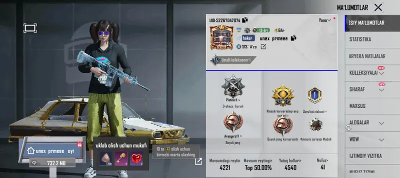 pubg akaunt 230.000 +300 uc bilan lednik 3