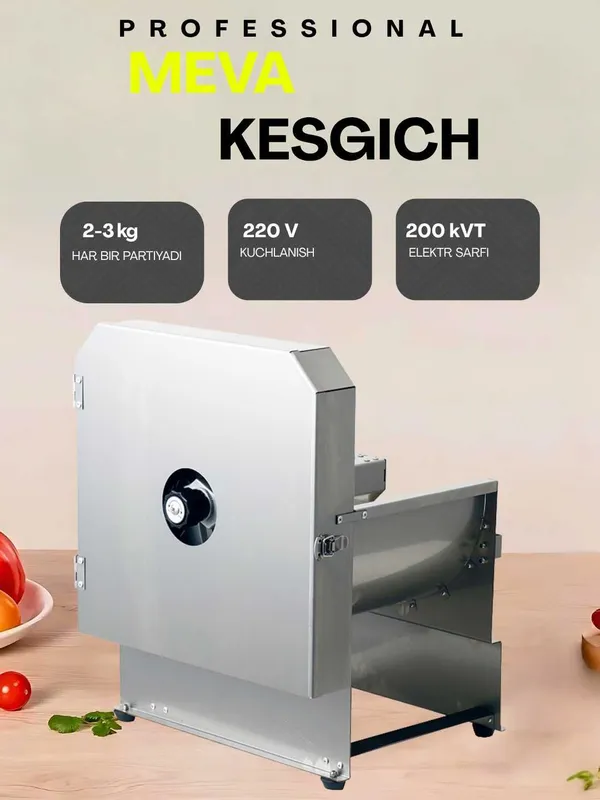 Elektr tilimlash mashinasi, slyayser, meva va go‘shtni tilimlash uchun