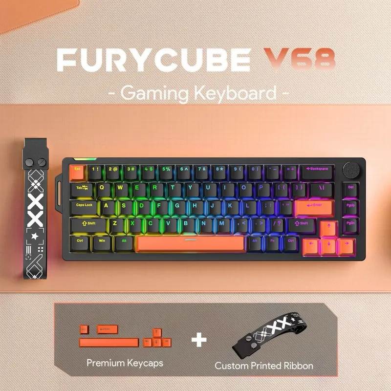 Furycube v68 проводная механическая клавиатура для киберспорта 1