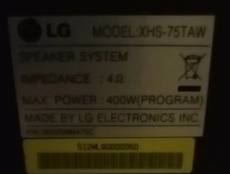LG XHS-75TAW passiv sabvuferi / kolonkasi (400 Vt) 3 LG XHS-75TAW passiv sabvuferi / kolonkasi (400 Vt) 3