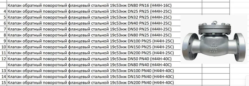 Клапан обратный поворотный фланцевый стальной 19с53нж
