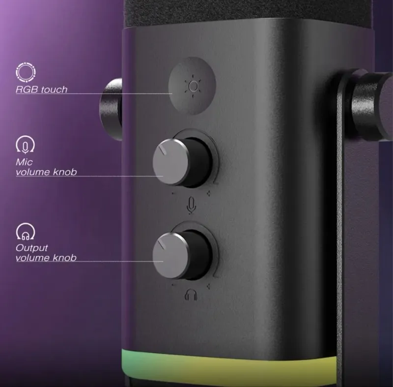 Dynamic Microphone with Touch Mute Mikrofon, Headphone jack for PC — фото 3