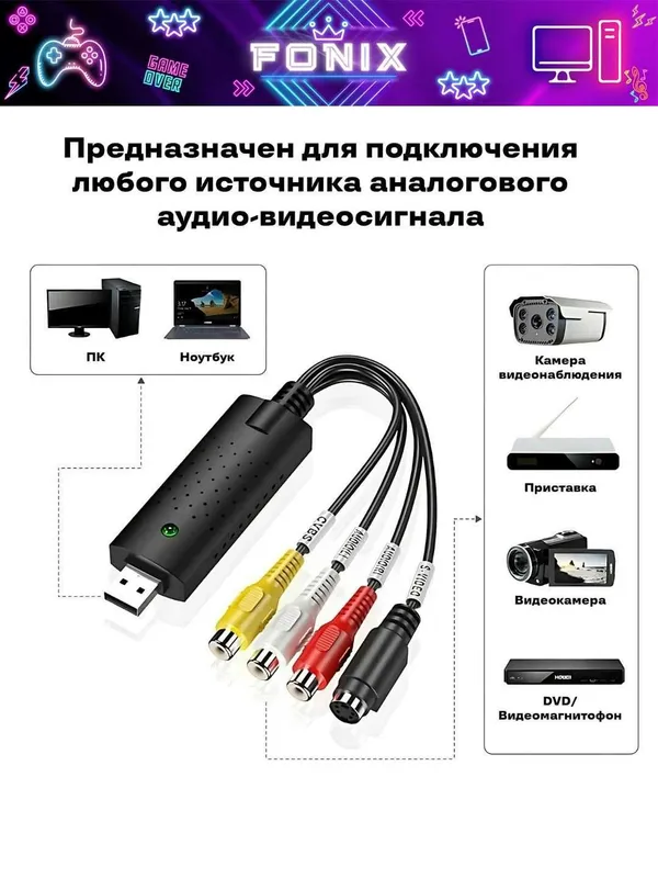USB устройство видеозахвата EasyCAP USB 2.0 с AV на компьютер — фото 3
