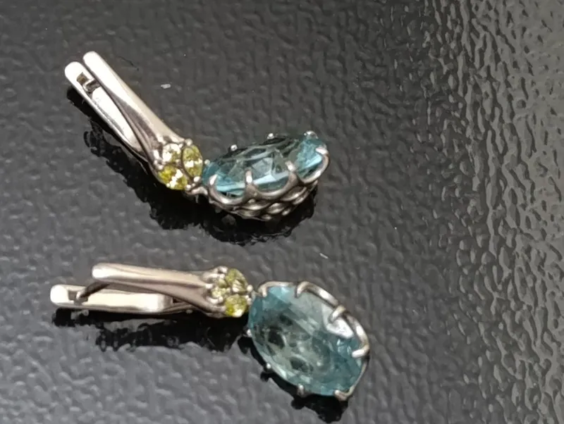 Серьги серебро. Голубой тапаз 2 Серьги серебро. Голубой тапаз 2