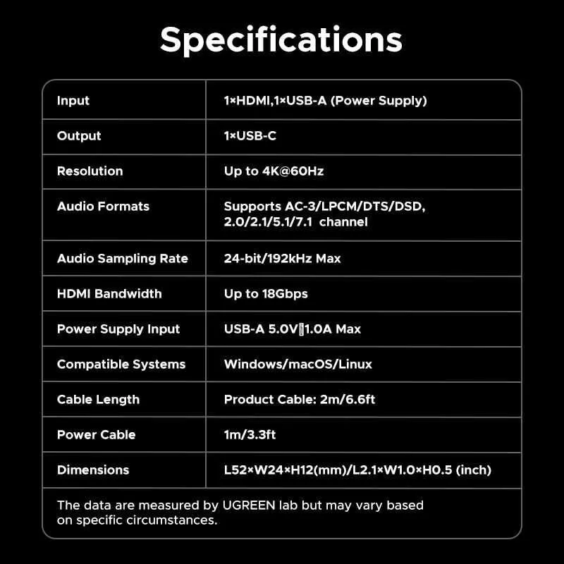 Новинка! Переходник кабель Ugreen USB HDMI to Type-C 4K60Hz — фото 1